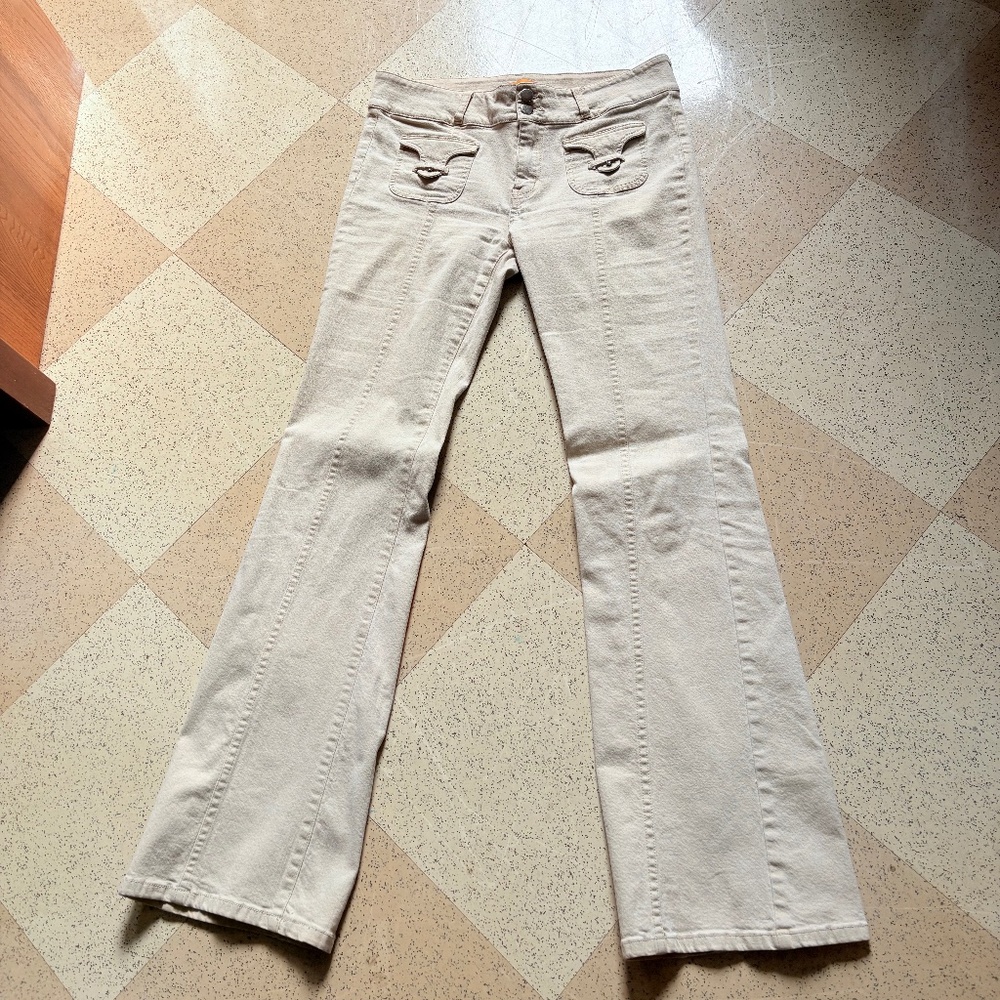 ANTHROPOLOGIE Twill Twenty Two Tan Flare Pants 8
